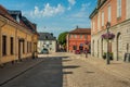 Sunny street view from the idyllic town of Arboga in Sweden