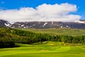 Sunny summer day at golf course in Akureyri Royalty Free Stock Photo