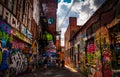 Sunny summer day in the Graffiti Alley, Baltimore, Maryland.