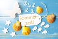 Sunny Summer Greeting Card With Sommerzeit Means Summertime