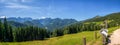 Sunny summer landscape with Solcava panoramic road, Logarska Dolina,Slovenia.A popular tourist and travel destination