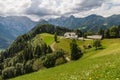 Sunny summer landscape with Solcava panoramic road, Logarska Dolina,Slovenia Royalty Free Stock Photo