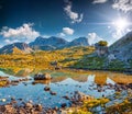 Sunny summer morning on the Lago Rienza