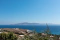 Sunny summer sea coast with olive trees, Greece Royalty Free Stock Photo