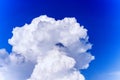 A large white mushroom-shaped cumulus cloud against a blue sky Full frame zoom
