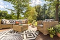 Sunny terrace in big garden Royalty Free Stock Photo