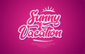 sunny vacation word text typography pink design icon