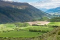 Sunny valley view from the Crown Range Road Scenic Lookout Point near Queenstown