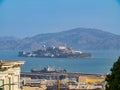 Sunny View Of The Alcatraz Island And San Francisco Bay With Some Residence Building