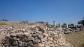 Sunny view of ancient ruins of ancient Hierapolis near Pamukkale, Denizli province, Turkey