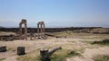 Sunny view of ancient ruins of ancient Hierapolis near Pamukkale, Denizli province, Turkey Royalty Free Stock Photo