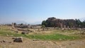 Sunny view of ancient ruins of ancient Hierapolis near Pamukkale, Denizli province, Turkey Royalty Free Stock Photo