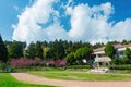 Sunny view of the beautiful cherry blossom in Nantou Country Renai Township Cing Jing elementary school Royalty Free Stock Photo