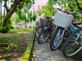 Sunny view of the bicycle in NTU campus Royalty Free Stock Photo