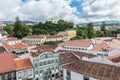 Sunny view of buildings of Angra do Heroismo from Alto da Memoria, Azores, Portugal