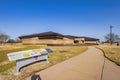 Sunny view of the Cahokia Mounds Museum Society