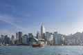 Sunny view of the cityscape of Victoria Harbour