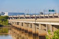 Sunny view of the Cyrus Avery Bridge