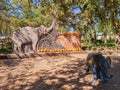 Sunny view of elephant statue and pumpkin Royalty Free Stock Photo