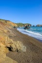 Sunny view on empty wild Rodeo Beach in California Royalty Free Stock Photo