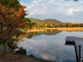 Sunny view of the fall color of Osawa Pond Royalty Free Stock Photo