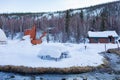 Sunny view of the garden of Chena Hot Springs Resort Royalty Free Stock Photo