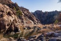 Sunny view of hiking in the Narrows Trail of Wichita Mountains National Wildlife Refuge