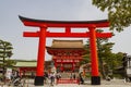 Sunny view of the huge torii of Fushimi Inari-taisha