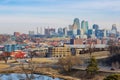 Sunny view of the Kansas City Cityscape from Penn Valley Park Royalty Free Stock Photo