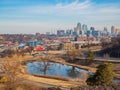 Sunny view of the Kansas City Cityscape from Penn Valley Park Royalty Free Stock Photo