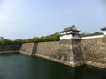 Sunny view of the moat of Osaka Castle Royalty Free Stock Photo