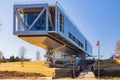 Sunny view of the modern William J. Clinton Library and Museum