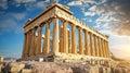 Sunny view of the Parthenon temple on the Acropolis of Athens, Greece,