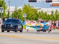 Sunny view of the police force supporting Oklahoma City Pride Pridefest parade