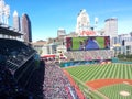 A sunny view of Progressive Field in Cleveland, Ohio - BASEBALL - USA - MLB Royalty Free Stock Photo