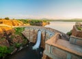 Sunny view of the Quanah Parker Dam of Wichita Mountains Wildlife Refuge Royalty Free Stock Photo