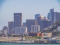 Sunny view of the San Francisco skyline from Alcatraz island Royalty Free Stock Photo