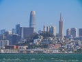 Sunny view of the San Francisco skyline from Alcatraz island Royalty Free Stock Photo