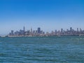 Sunny view of the San Francisco skyline from Alcatraz island Royalty Free Stock Photo