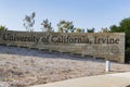 Sunny view of the sign of University of California Irvine