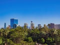 Sunny view of the STRAT SkyPod and cityscape