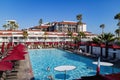 Sunny view of the swimming pool of Historical Hotel del Coronado Royalty Free Stock Photo