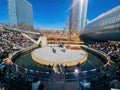Sunny view of the Tai chi art performance in Lunar New Year Festival