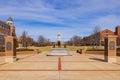 Sunny view of the Tiger Plaza and Dr. Richard H. Jesse Hall of University of Missouri Royalty Free Stock Photo