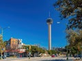 Sunny view of the Tower of the Americas and cityscape