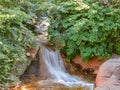Sunny view of a waterfall in zoo Royalty Free Stock Photo
