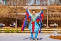 Sunny view of a woman dancer doing Chinese style dance