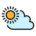 Sunny weather cloud icon color outline vector Royalty Free Stock Photo
