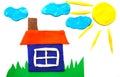 Sunny weather picture maded by plasticine Royalty Free Stock Photo