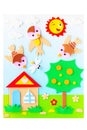 Sunny weather picture maded by plasticine Royalty Free Stock Photo